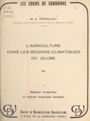 cover image of L'agriculture dans les régions climatiques du globe (1)